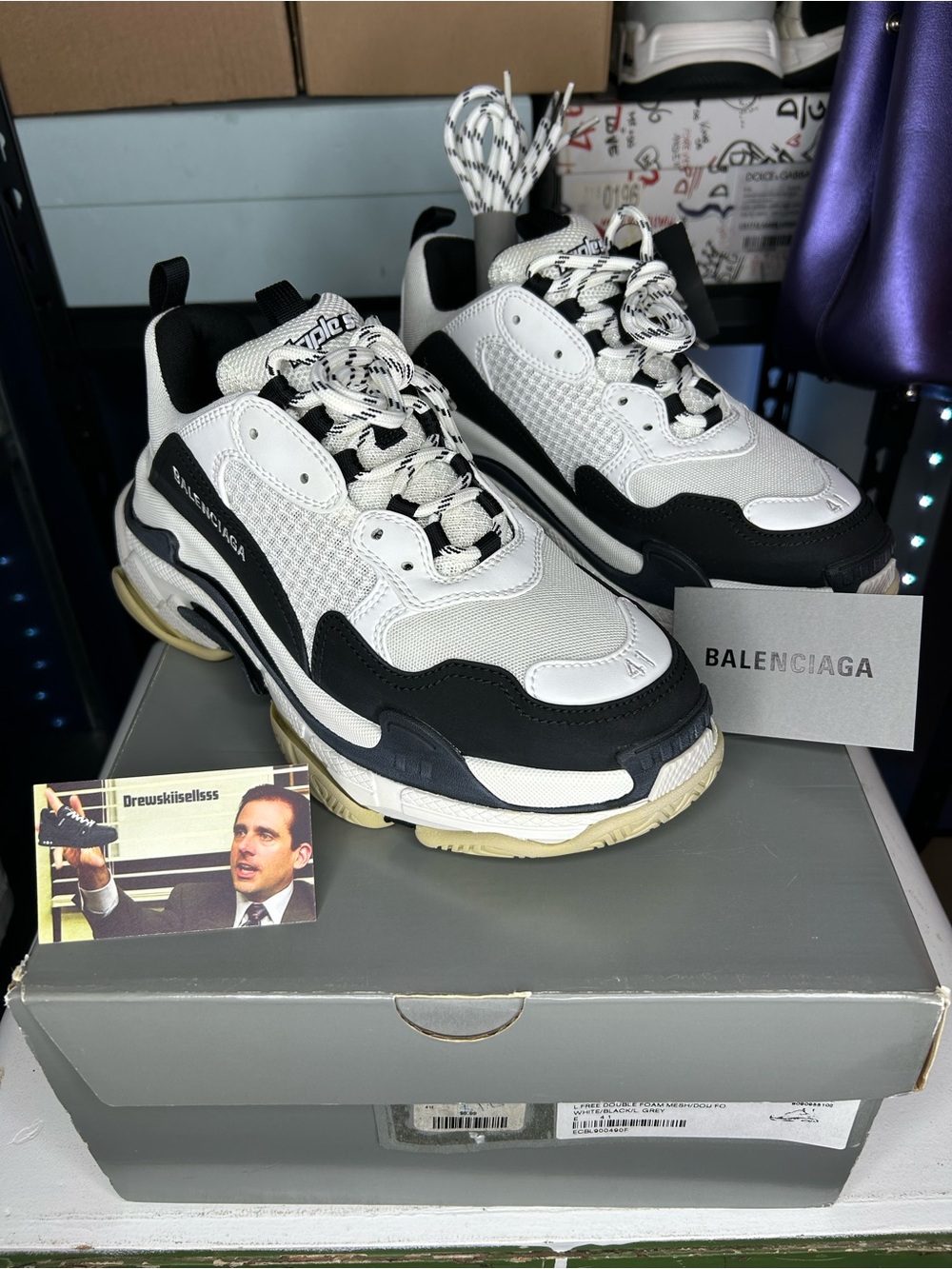 New Balenciaga Triple S White/Black Sneaker Size 41 EU / 8 US Men’s